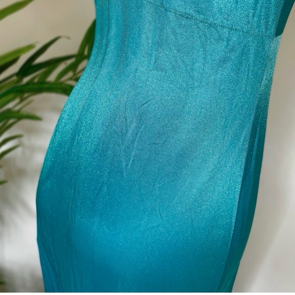v i n t a g e :: Teal Full Sweep Lace Slip Dress Nightgown Satin Nylon ILGWU - Picture 7 of 11